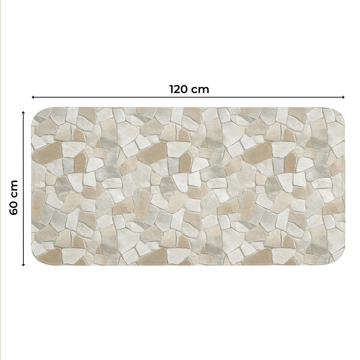 WC-VORLEGER Mosaik - Steine - Beige WC Teppich 120x60 cm - Beige, Kunststoff/Textil (120/1cm) - OnlyWow