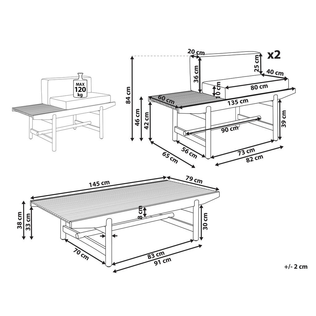 Thumbnail - Beliani Lounge-Set, Hellbraun, Weiß, Holz, Loungemöbel, Loungemöbel-Sets