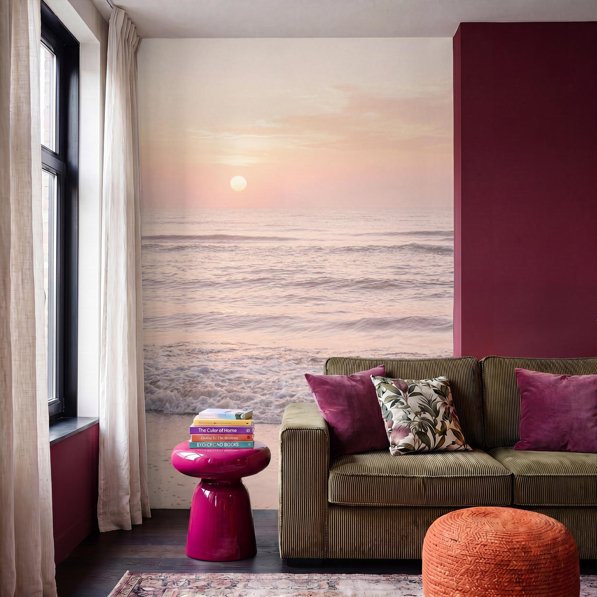 TAPETE - Sonne - Strand - Rosa - 200x300 cm - Hellrosa, Papier (200/300cm) - OnlyWow