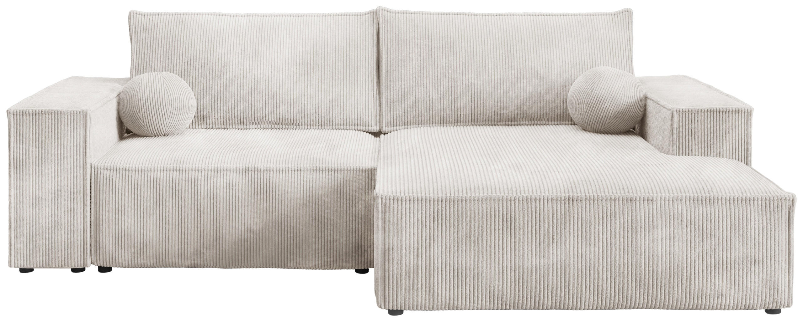 ECKSOFA Pablo Mini mit Schlaffunktion Weiß Cord - Weiß, Textil (255/148cm) - Bromarkt