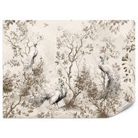 FOTOTAPETE für Wohnzimmer Pfauen Zwischen Bäumen Büsche Blätter 100x70 - Beige, Papier (100/70cm) - Muralo
