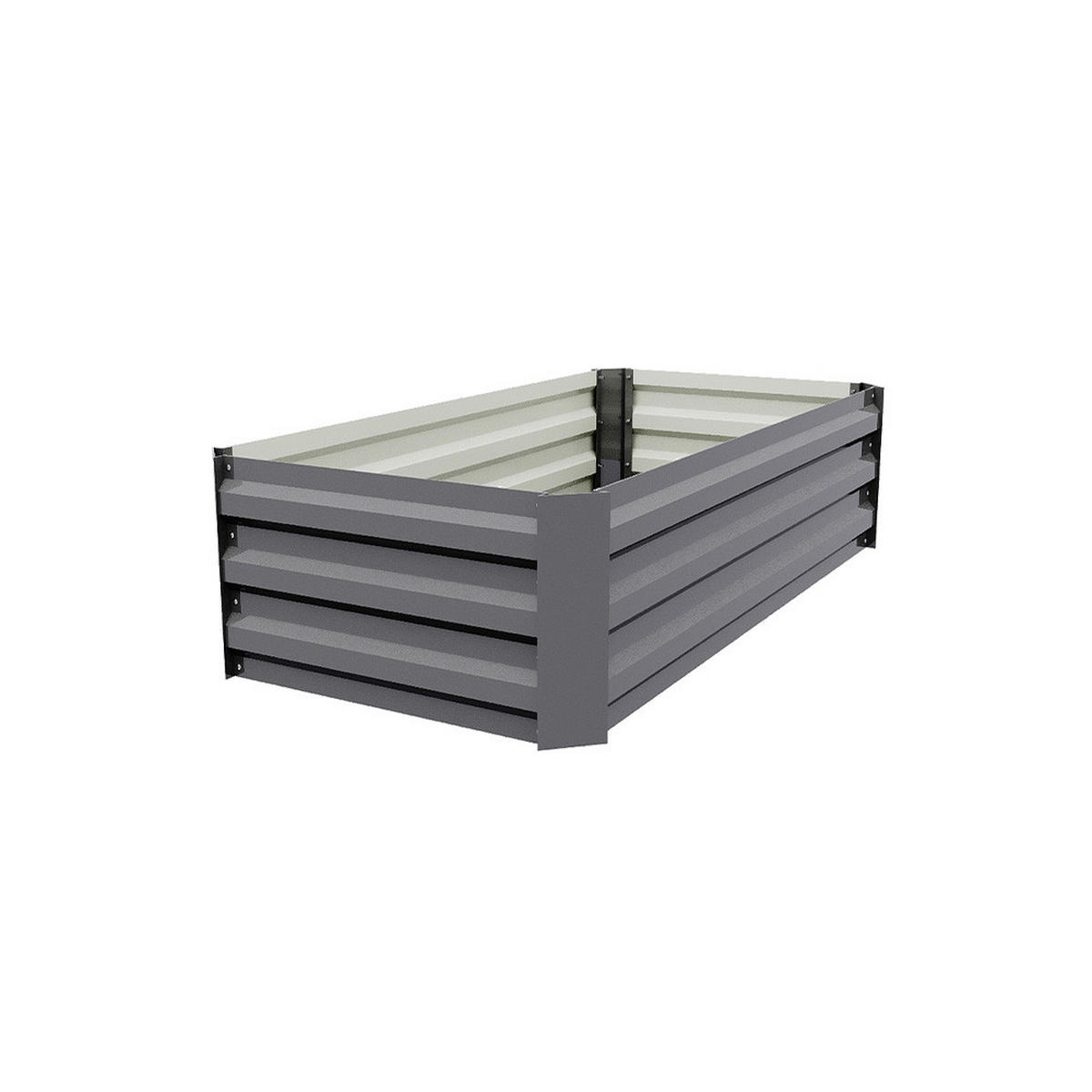 HOCHBEET-PFLANZKASTEN aus verzinktem Stahl in Grau Creme Rechteckig für Garten Balkon 100x60x30cm 4,2 kg - Grau, Metall (60/30/100cm) - Livingandhome