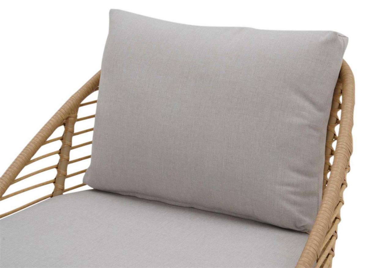 LOUNGE-SET, Frederikke, Natur, Metall / Rattan / Polyester, 165 x 83 x 84 cm - Naturfarben, Metall - ebuy24
