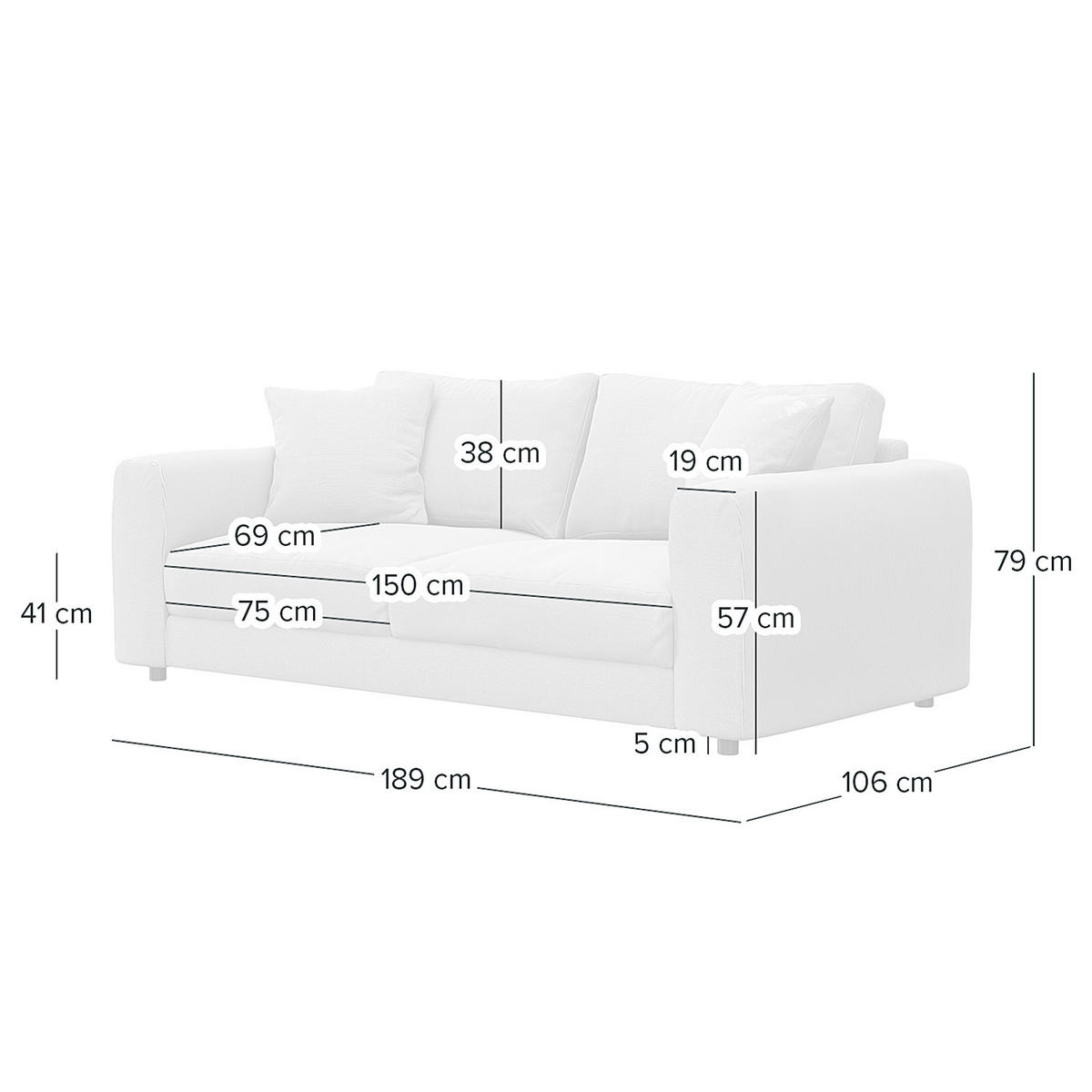 2,5-SITZER SOFA - Beige/Schwarz, Kunststoff/Textil (189/79/106cm) - home24