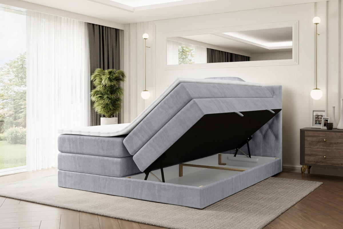 BOXSPRINGBETT VILA-1 KING - 120x200 - H3/H4 - Hellgrau - Hellgrau, Holzwerkstoff (120/200cm) - ALTDECOR