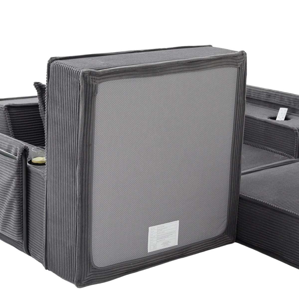 SOFA modular 162 x 78 x 66 cm Corduroy Dark Gray - Dunkelgrau, Kunststoff (78/66/162cm) - Meubliv