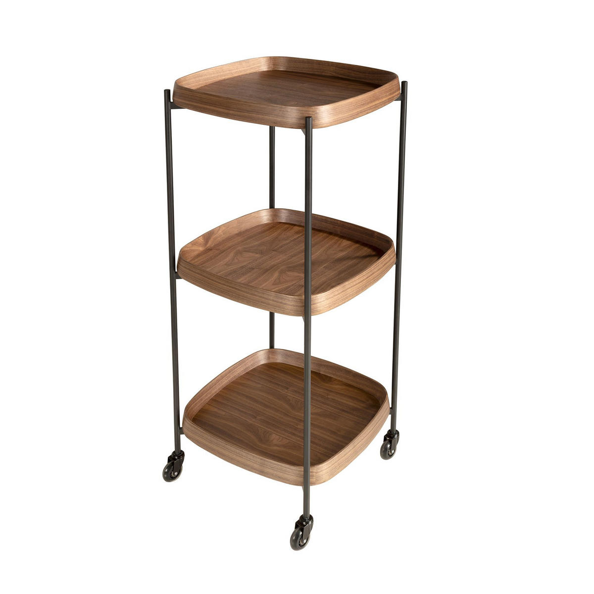 MINIBAR-SERVIERWAGEN aus Nussbaumholz und schwarzem Stahl 50/50/124 cm - Walnussfarben/Schwarz, Naturmaterialien/Holz (50/124/50cm) - ANGEL CERDA