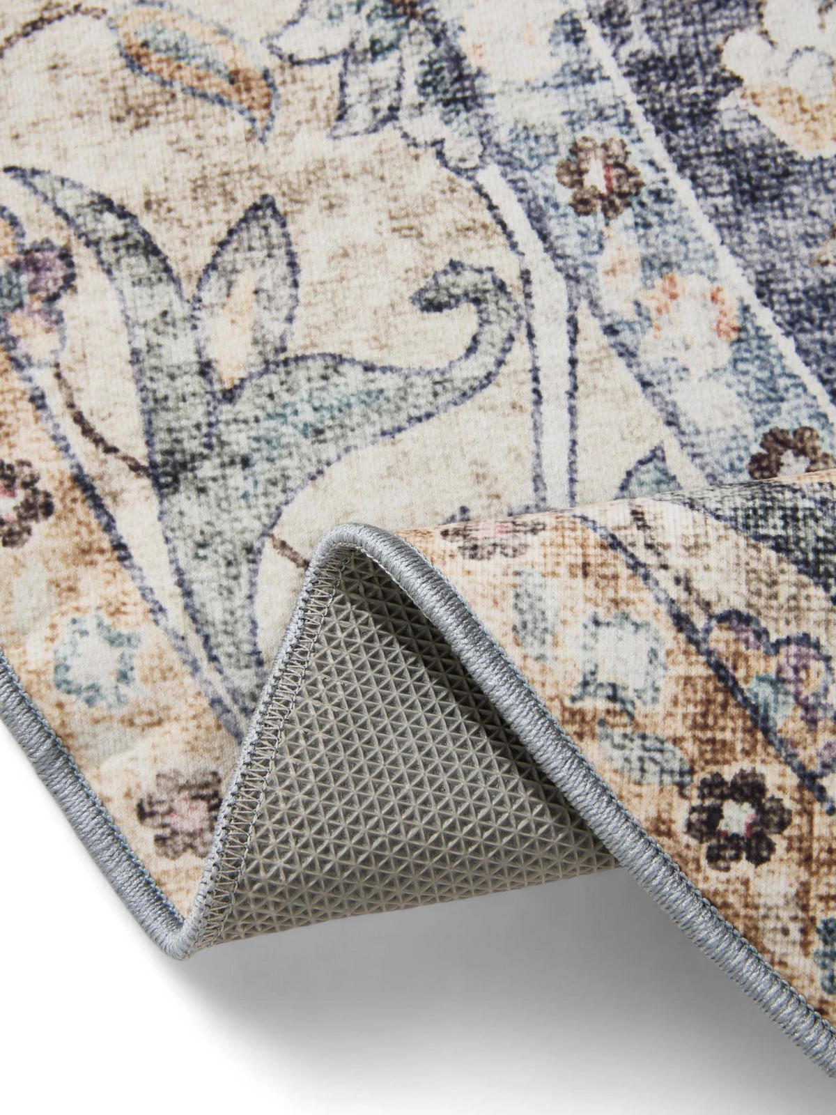 VINTAGE-TEPPICH George waschbar ø 120 cm rund - Blau, Kunststoff (120/120cm) - benuta