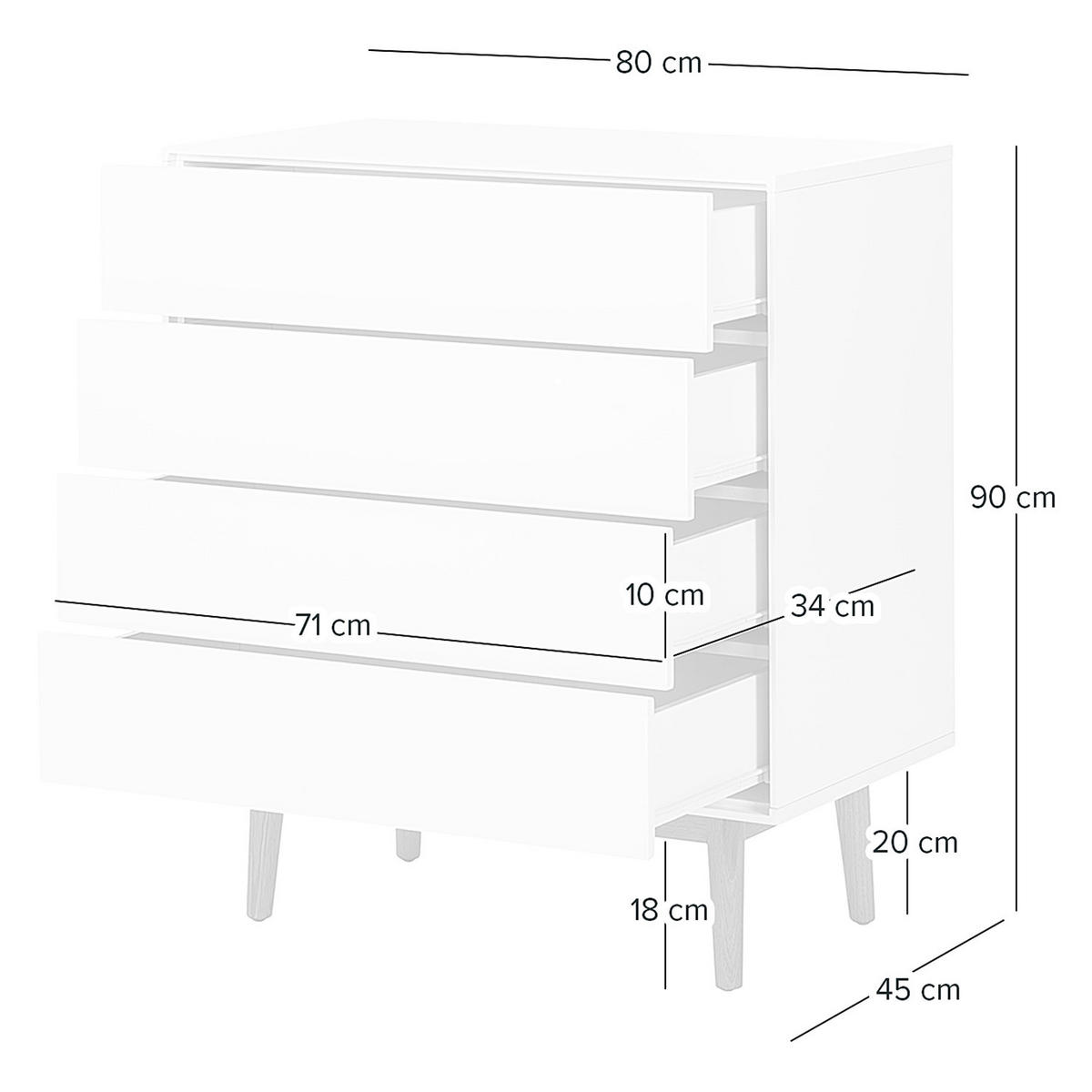 KOMMODE - Weiß, Holzwerkstoff (80/90/45cm) - home24