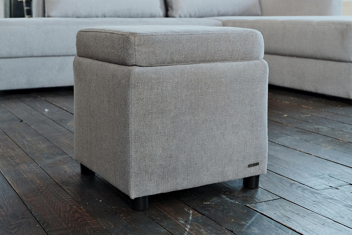 HOCKER IDA Grau Webstoff - Grau, Textil (45/45/45cm) - KAWOLA