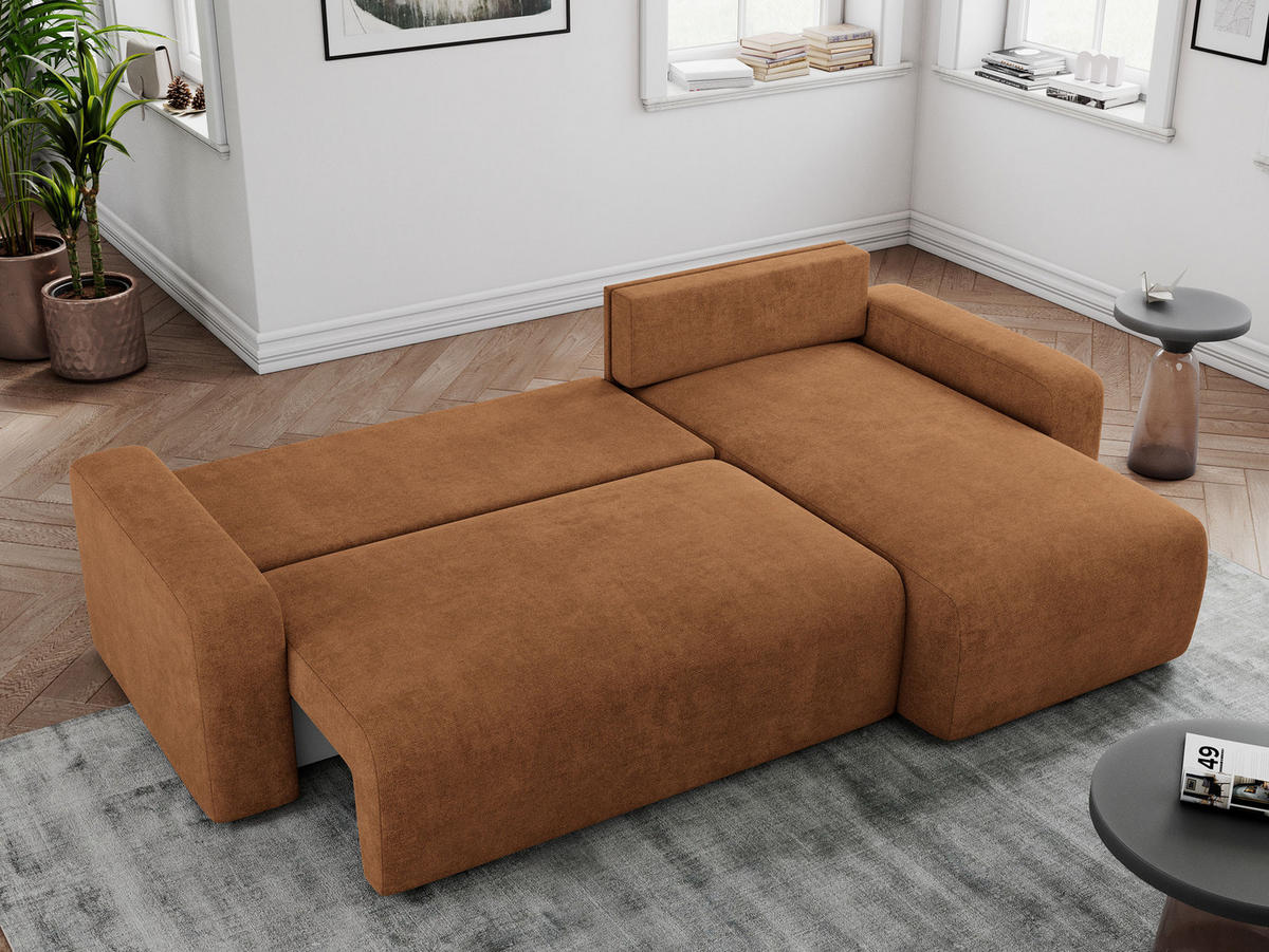 ECKSOFA ARGOS Orange Struktur - Schwarz/Orange, Kunststoff/Textil (245/150cm) - MKS
