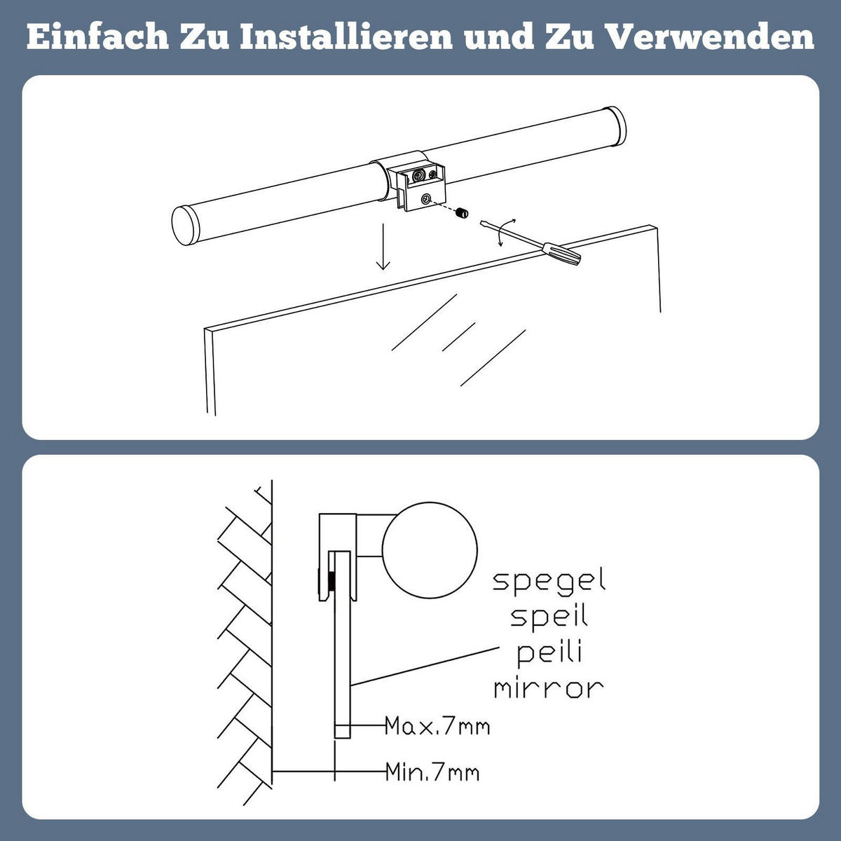 SPIEGELLEUCHTE ALEXANDER II 40/5.2/3.2CM - Schwarz, Kunststoff (40/5.2/3.2cm) - Nettlife