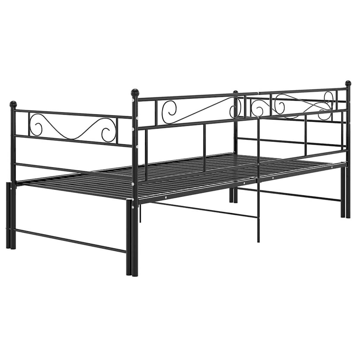 TAGESBETT AUSZIEHBAR SCHWARZ METALL 90X200 CM - Schwarz, Metall - vidaXL