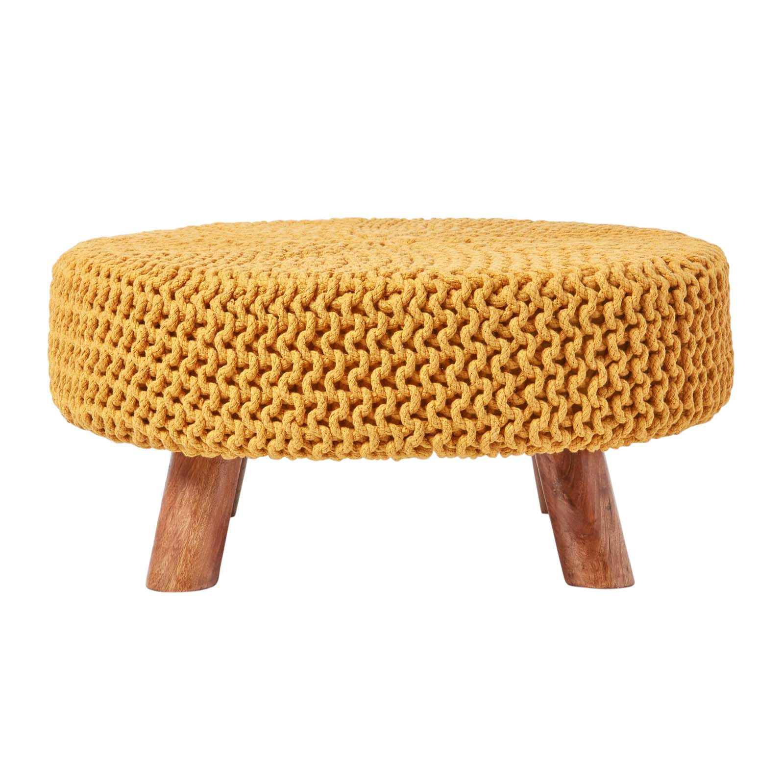 Homescapes Strick-Hocker Currygelb 62x30x62 cm