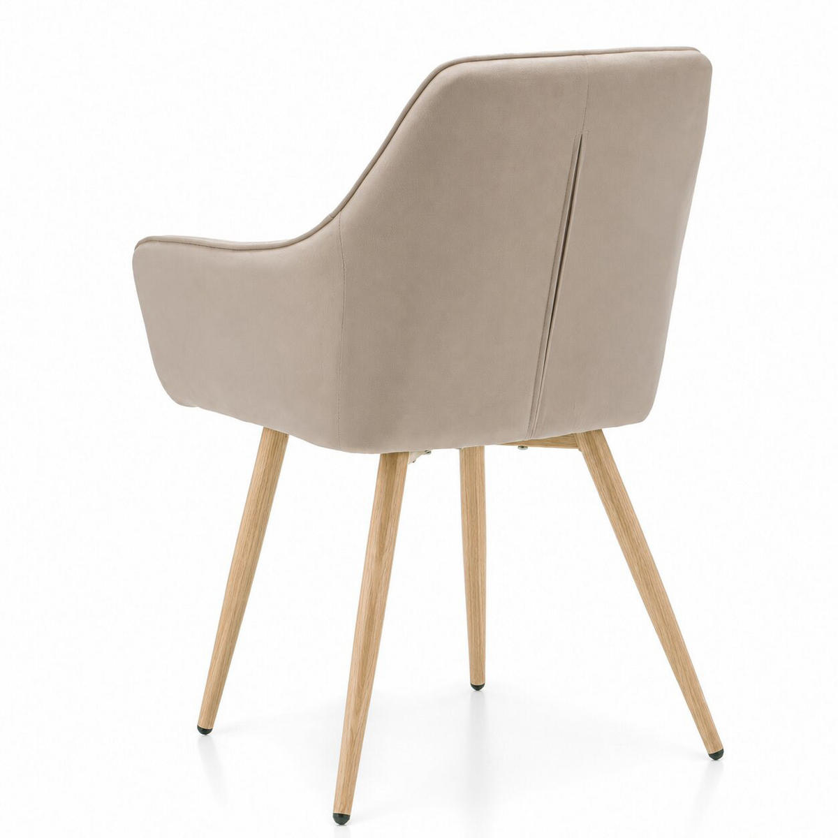 STUHL PASSO gepolstert mit Steppung - beige, Beine in Holzoptik - Samt Velours - Ecru/Eichefarben, Textil/Metall (58/87/60cm) - NEW HOME