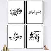 POSTER Set mit 4 glücklich und bunt ‚Ehrfürchtig‘ A3 Rahmenlos - Klar, Papier (29.7/3cm) - Nacnic