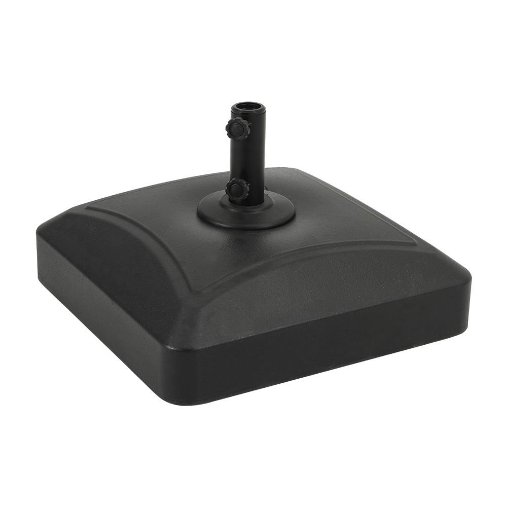 SONNENSCHIRMSTÄNDER mit Rollen aus HDPE in Schwarz quadratisch befüllbar 55 × 55 × 35 cm befüllt bis zu 35 kg - Schwarz, Metall (55/55cm) - Livingandhome