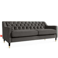 3-SITZER-SOFA NOMUS Velours, gesteppt, Grau - Wengefarben/Grau, Holz/Holzwerkstoff (192/78/80cm) - KONSIMO®