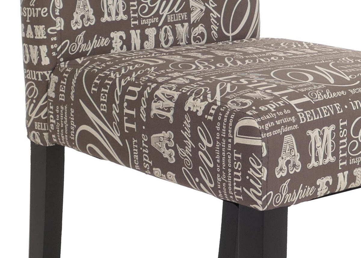 ESSZIMMERSTUHL 4er-Set klassisch und zeitlos 90x43x56cm Sitzhöhe 45cm Textil mit Schriftzug dunkle Beine Grau - Grau, Textil (43/90/56cm) - CHEFGASTRO