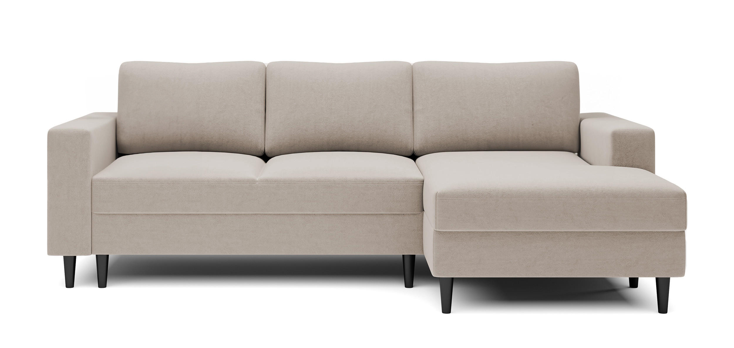 ECKSOFA Nalika Beige Velours - Beige/Schwarz, Holz/Textil (230/143cm) - Selsey
