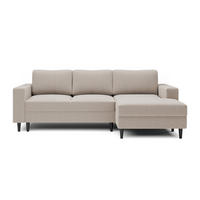 ECKSOFA Nalika Beige Velours - Beige/Schwarz, Holz/Textil (230/143cm) - Selsey