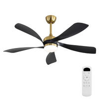 DECKENVENTILATOR 52Zoll LED Licht Dimmbar DC Motor 5 ABS Flügel - Schwarz, Kunststoff (132.08/132.08/26.8cm) - CASIVA