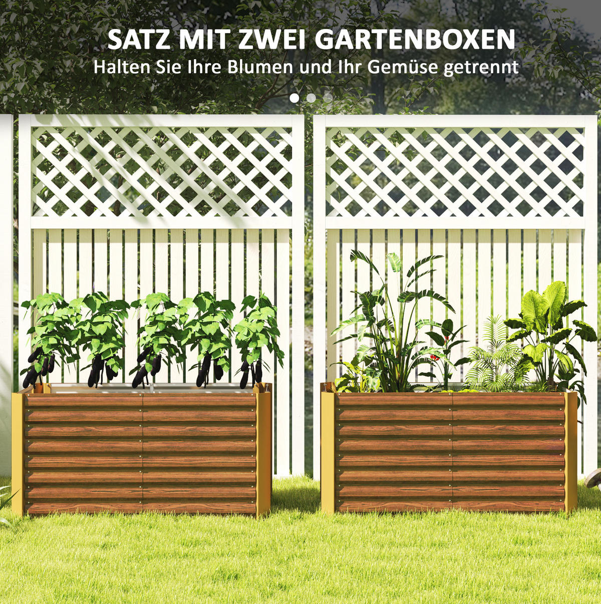 BLUMENKASTEN aus Stahl 120x60x60 cm in Braun mit offenem Boden - Braun, Metall (60/60/120cm) - Modfu