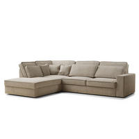ECKSOFA Kirou Beige Chenille-Stoff - Links Seite - Beige/Schwarz, Holz/Holzwerkstoff (225/311cm) - Maison de Reve
