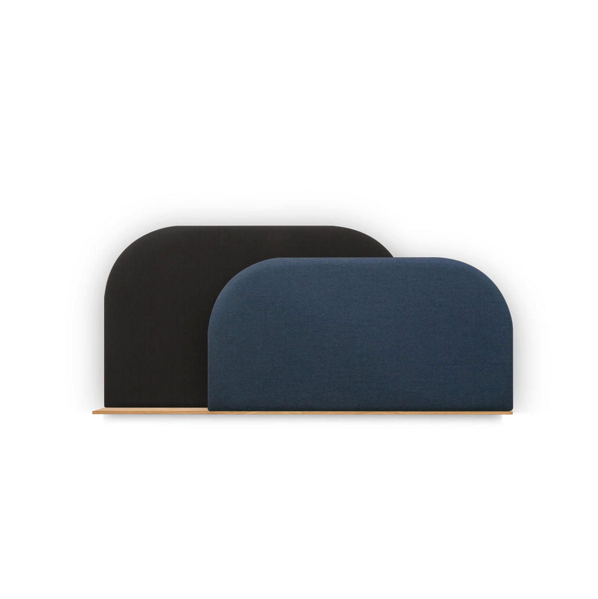 KOPFTEIL Alba mit Licht 140cm - Blau/Eichefarben, Holz/Textil (140/60/14cm) - Woodendot