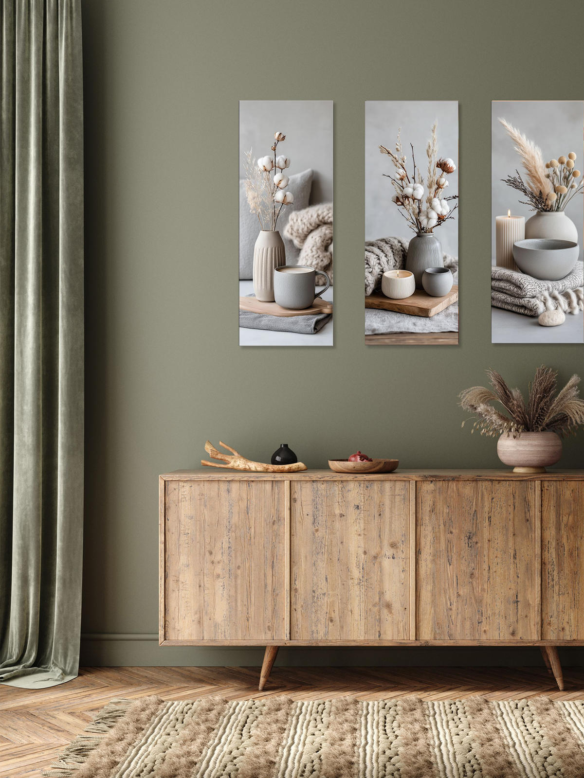 GLASBILD 30x80 cm Stillleben hell - Beige, Glas (30/80cm) - artissimo