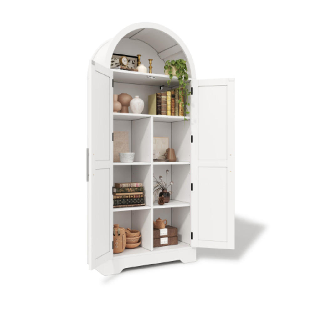 KÜCHENSCHRANK weiß aus MDF mit elegantem Bogendesign im Landhausstil 70 × 35 × 170 cm - Weiß, Holzwerkstoff (70/170/35cm) - Luhomfu