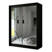 SCHRANK Schwarz HOMA Mit Spiegel Schiebetür 120 cm - Schwarz, Holzwerkstoff (120/215/61cm) - Sepro Meble
