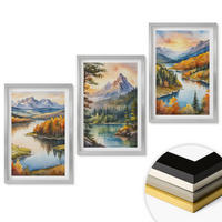 WANDBILDER 3er Set - 40x60 cm Silberner Rahmen - Berglandschaften mit einem Fluss - Silberfarben, Kunststoff (40/60cm) - ArtPrintCave
