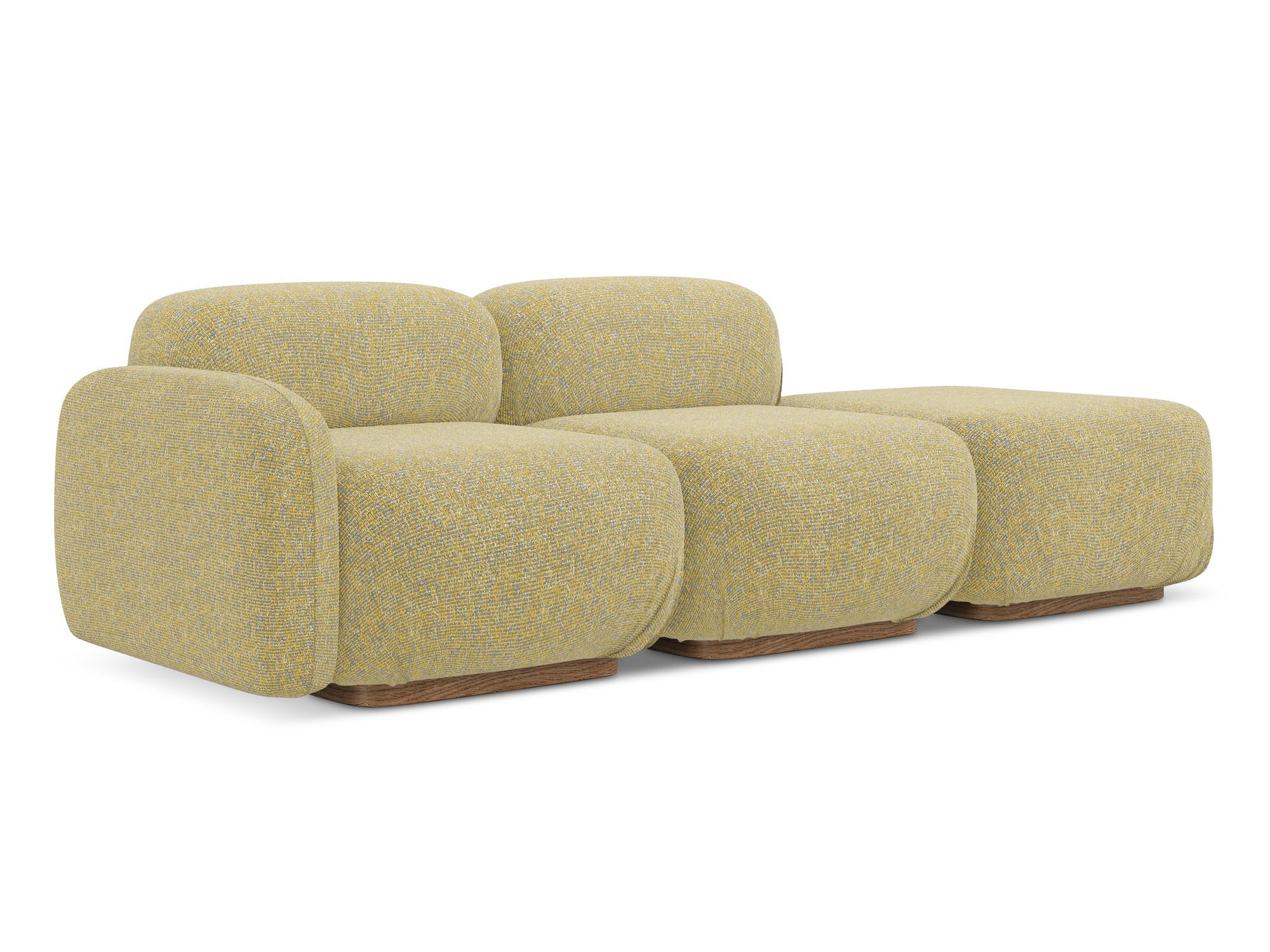 3-SITZER SOFA Rechts Strukturstoff Stoff Gelb - Currygelb/Gelb, Holz/Textil (258/73/95cm) - Makamii