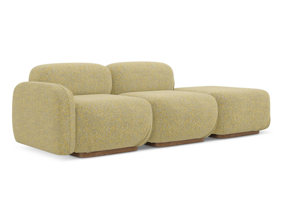 3-SITZER SOFA Rechts Strukturstoff Stoff Gelb - Currygelb/Gelb, Holz/Textil (258/73/95cm) - Makamii