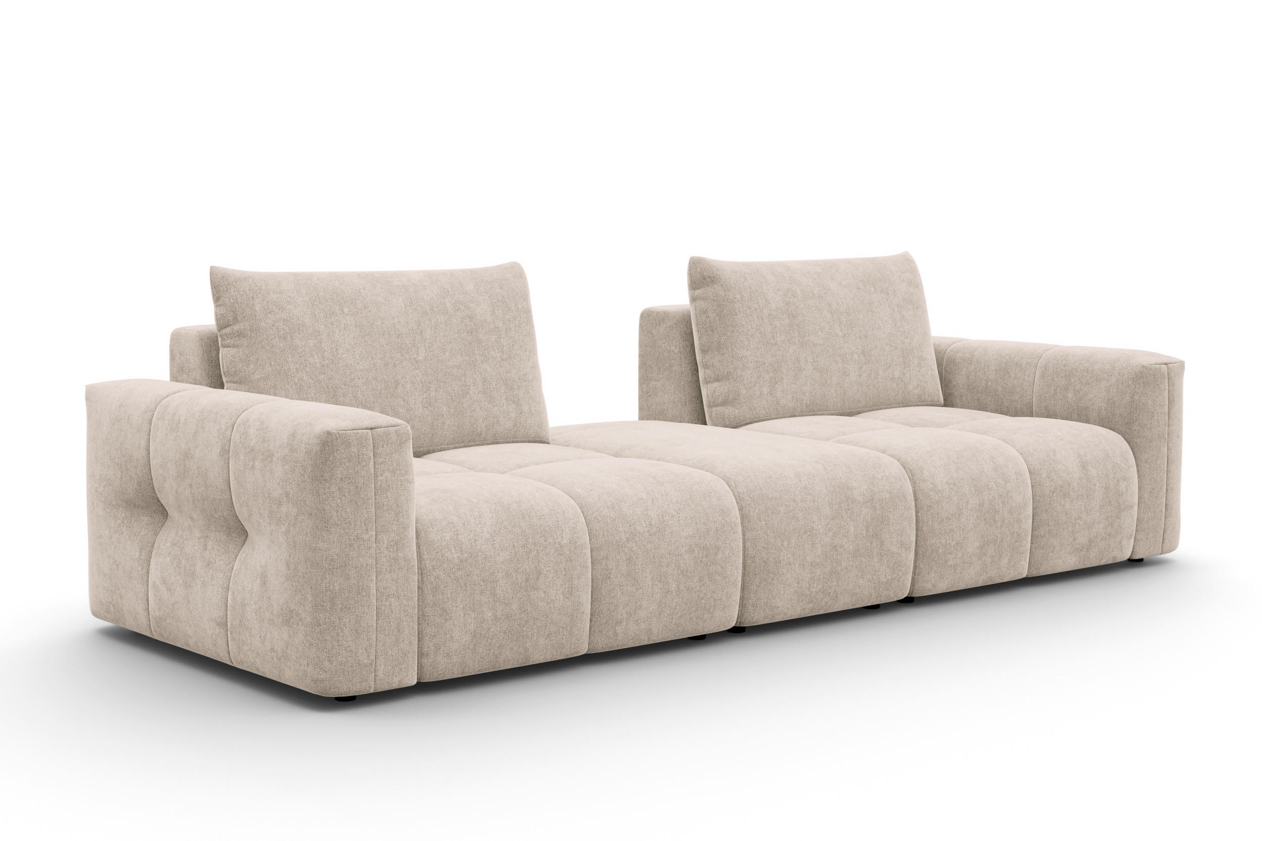 SOFA VERONA 4-Sitzer, Beige - Beige/Schwarz, Holz/Textil (282/83/110cm) - Courtois Laville