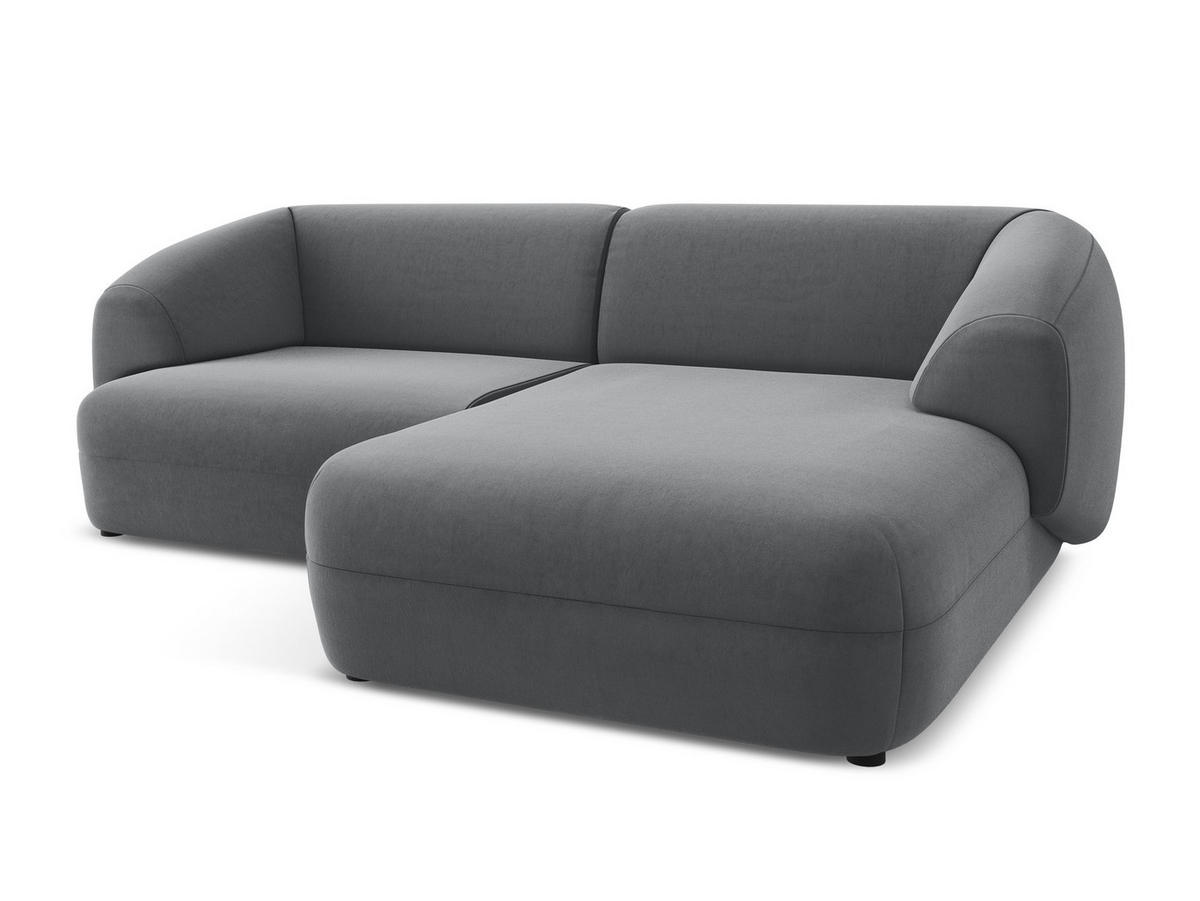ECKSOFA Links Samt Stoff Grau - Silberfarben/Schwarz, Kunststoff/Textil (156/280cm) - Makamii