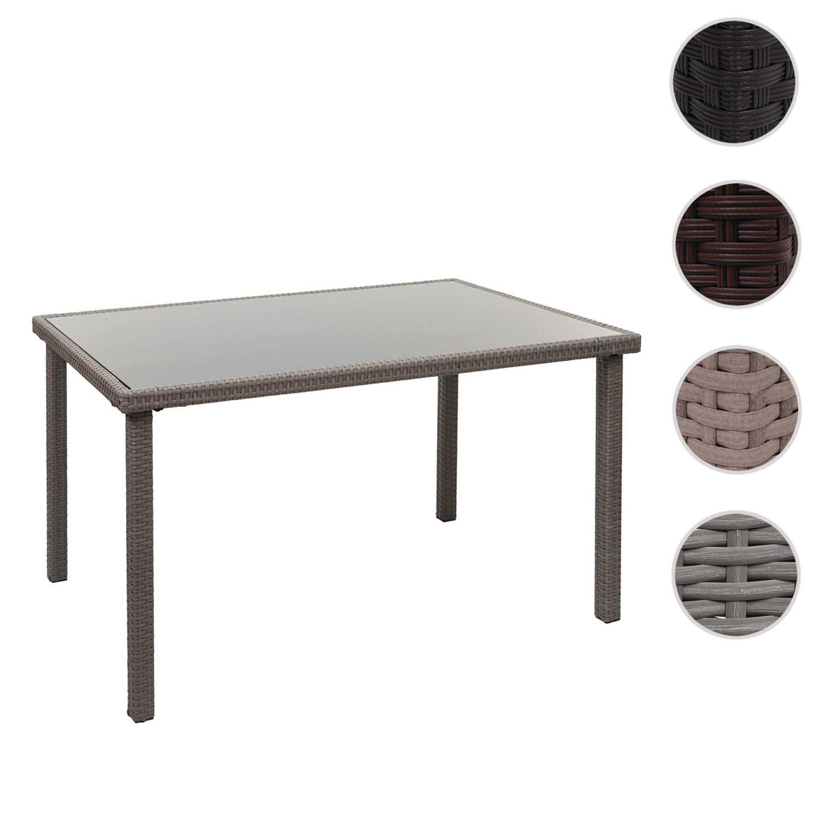 POLY-RATTAN TISCH rechteck Grau - Hellgrau, Kunststoff (75/120/71cm) - MCW