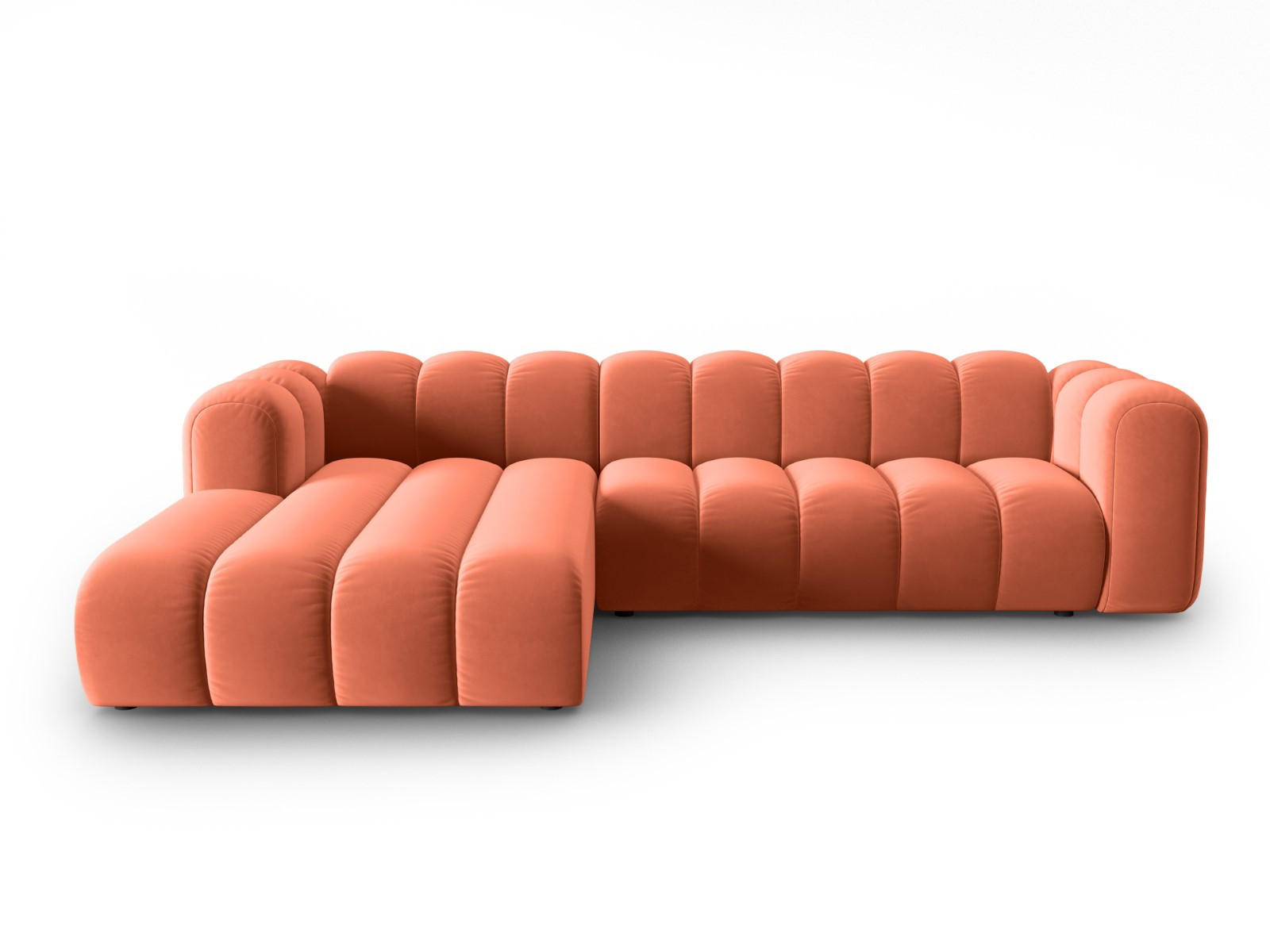 ECKSOFA modular links Lupine aus Samt koralle 4 Sitzplätze - Koralle, Textil (177/290cm) - Micadoni