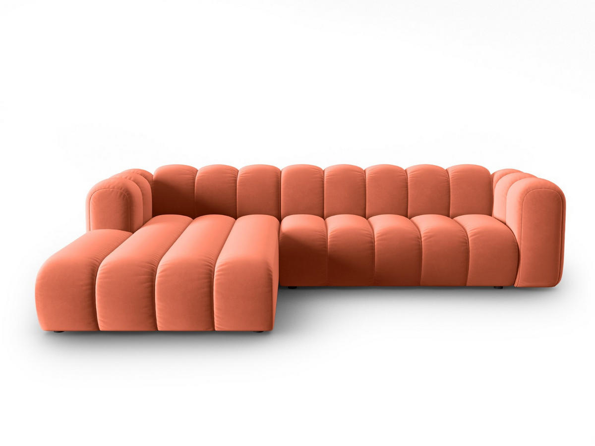 ECKSOFA modular links Lupine aus Samt koralle 4 Sitzplätze - Koralle, Textil (177/290cm) - Micadoni