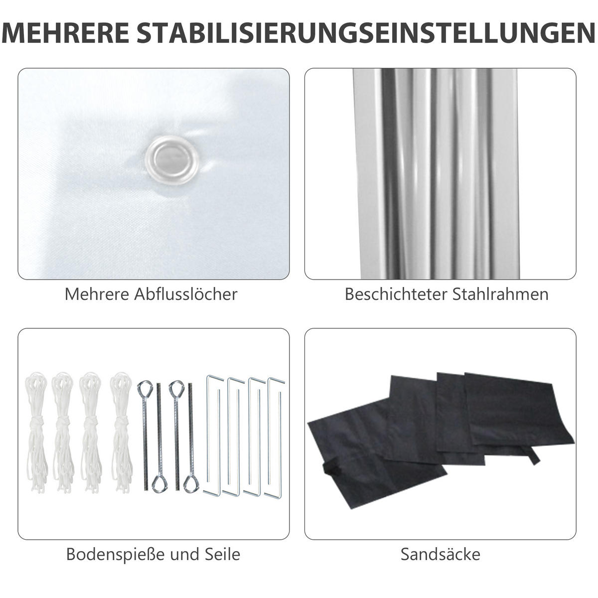 FALTPAVILLON, Stahl, Oxfordstoff, Weiß - Weiß, Metall (297/274/297cm) - Outsunny