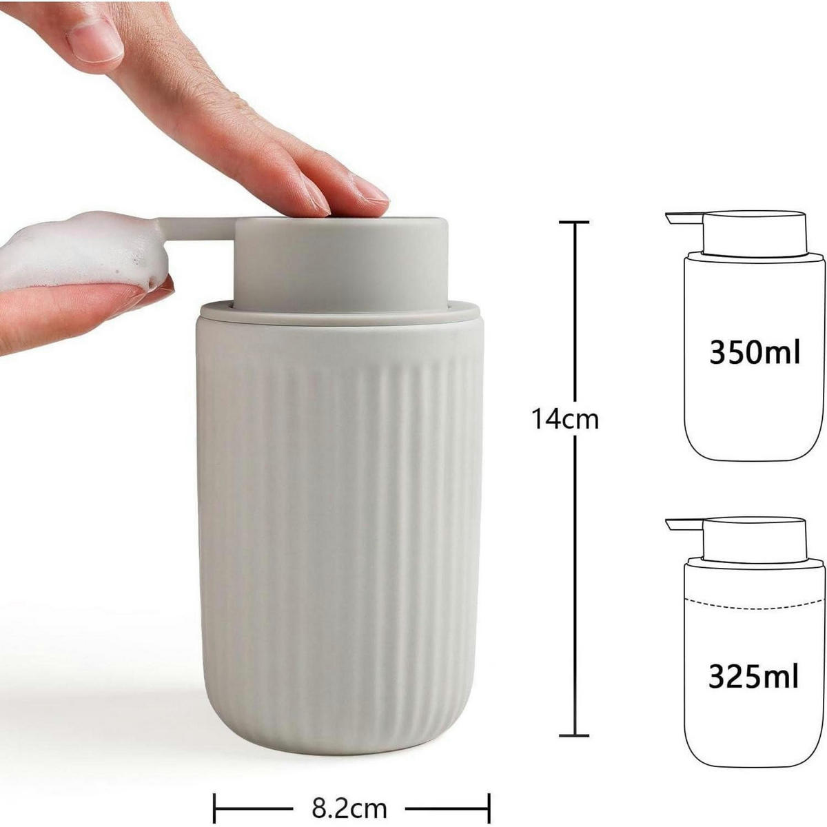 SEIFENSPENDER Keramik Grau 350 ml - Grau, Keramik (8/14/8cm)