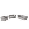SITZGARNITUR 3+2+1 CHESTERFIELD Elegant Klassisch Schick Stoff Whisper Velours Stoff Silber - Silberfarben, Holz/Textil (202/77/90cm) - Kaiser Möbel