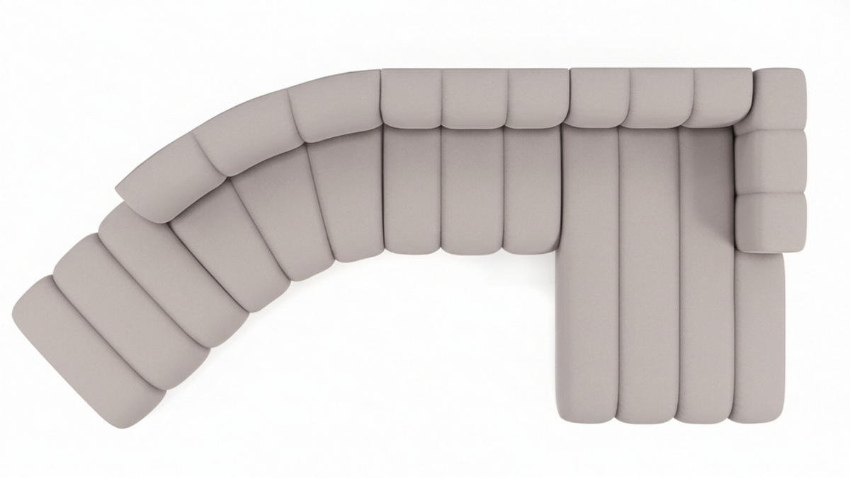 ECKSOFA L-Form GRAND Round, Stoff Salvador, Grau, Rechts - Grau, Holz (445/179cm) - Kaiser Möbel