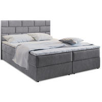 BOXBETT KERLO 140x200 cm mit Matratze und Topper - Grau - Grau, Holz (140/200cm) - MASSENO