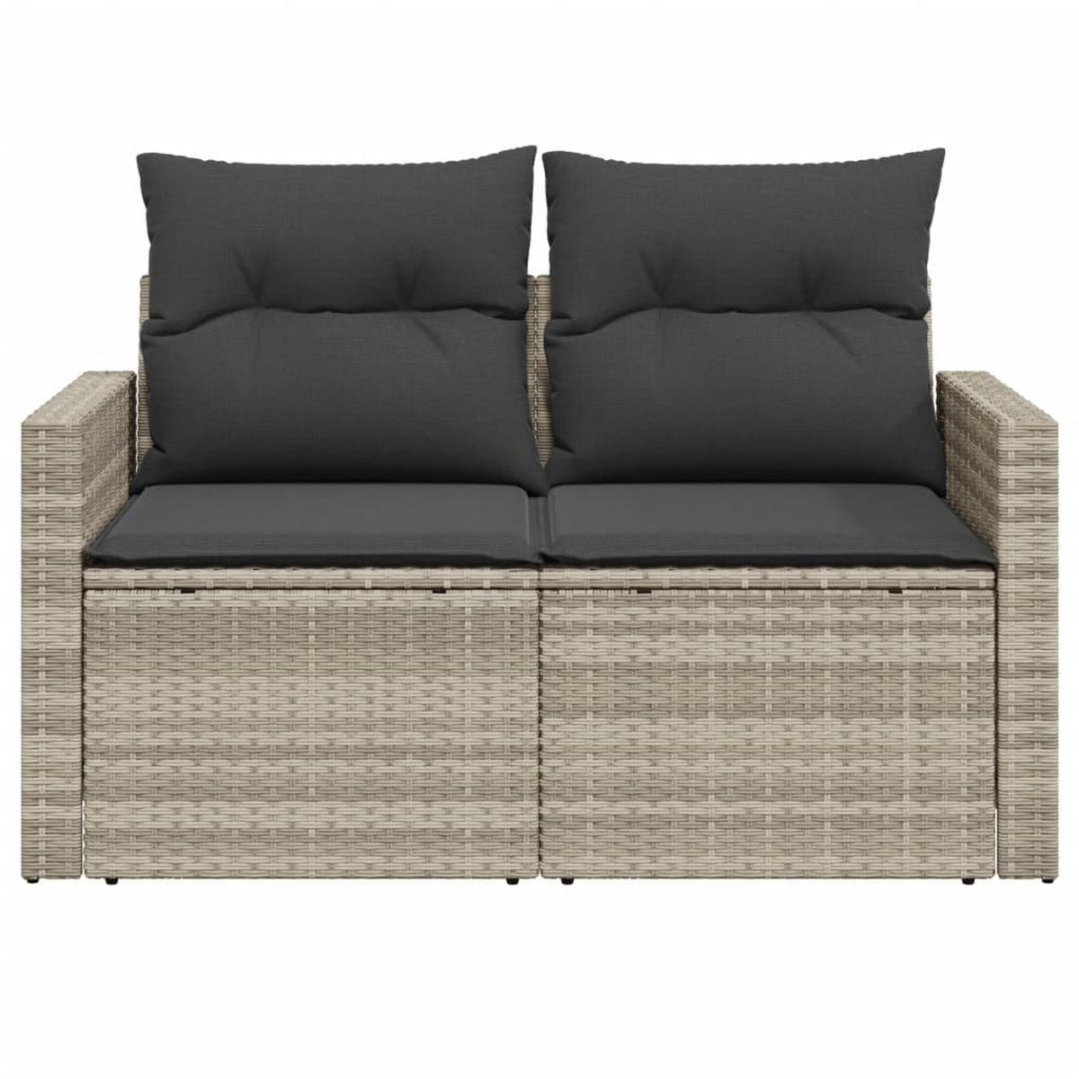 GARTENSOFA Mit Kissen 2-Sitzer Hellgrau Poly Rattan - Hellgrau, Kunststoff (124/69/62cm) - vidaXL