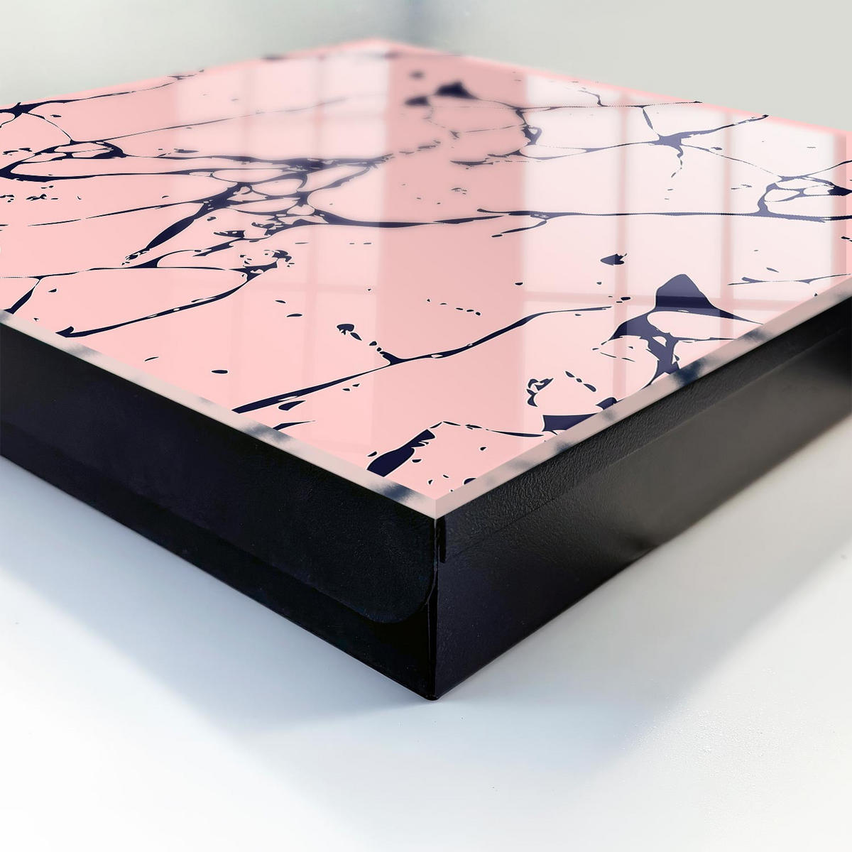 SCHLÜSSELBOX Schwarz 30x30 cm- Türöffnung nach rechts - Marmormosaik - Pink, Metall (30/30/5cm) - TULUP