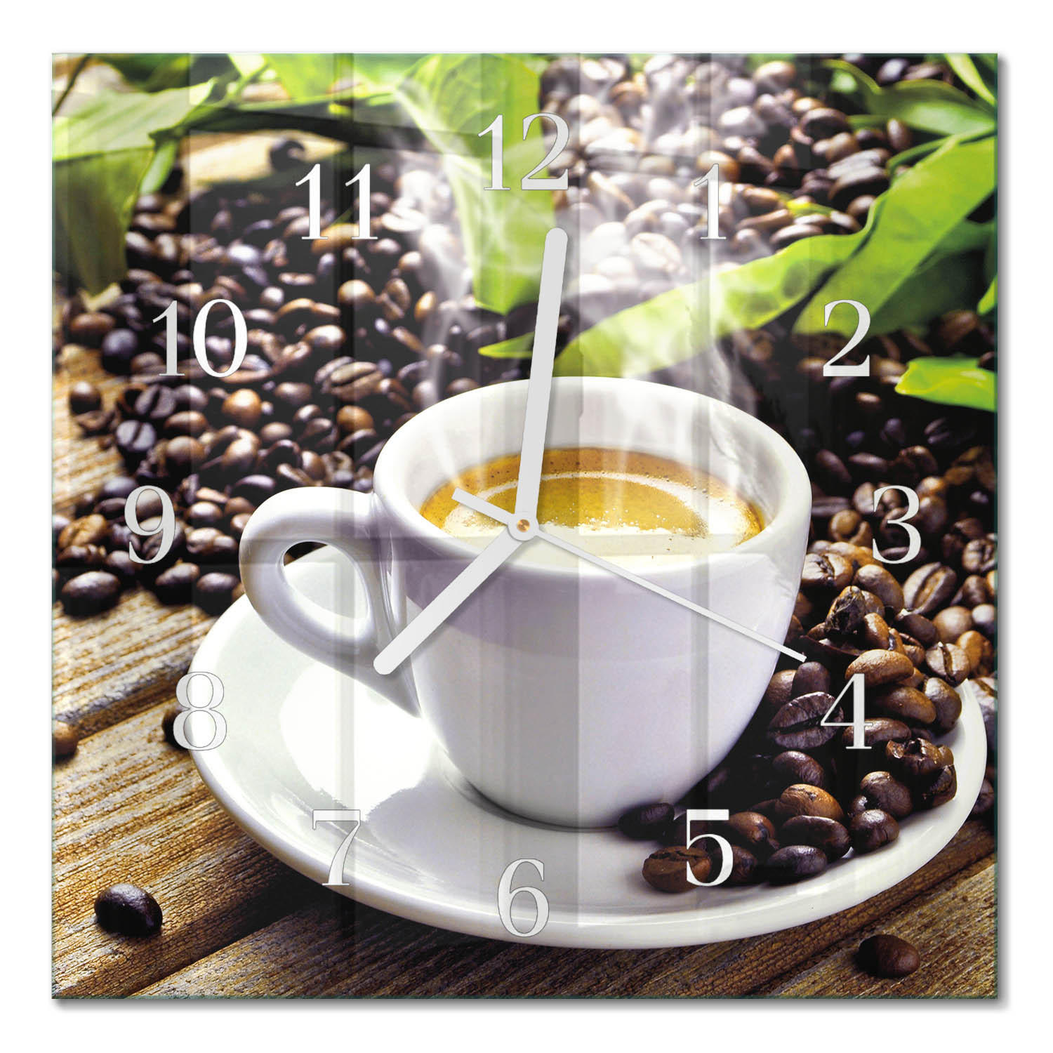 WANDUHR 30x30 cm - Tasse Kaffee - Multicolor, Glas (30/30/0.4cm) - TULUP