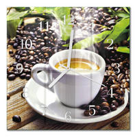 WANDUHR 30x30 cm - Tasse Kaffee - Multicolor, Glas (30/30/0.4cm) - TULUP