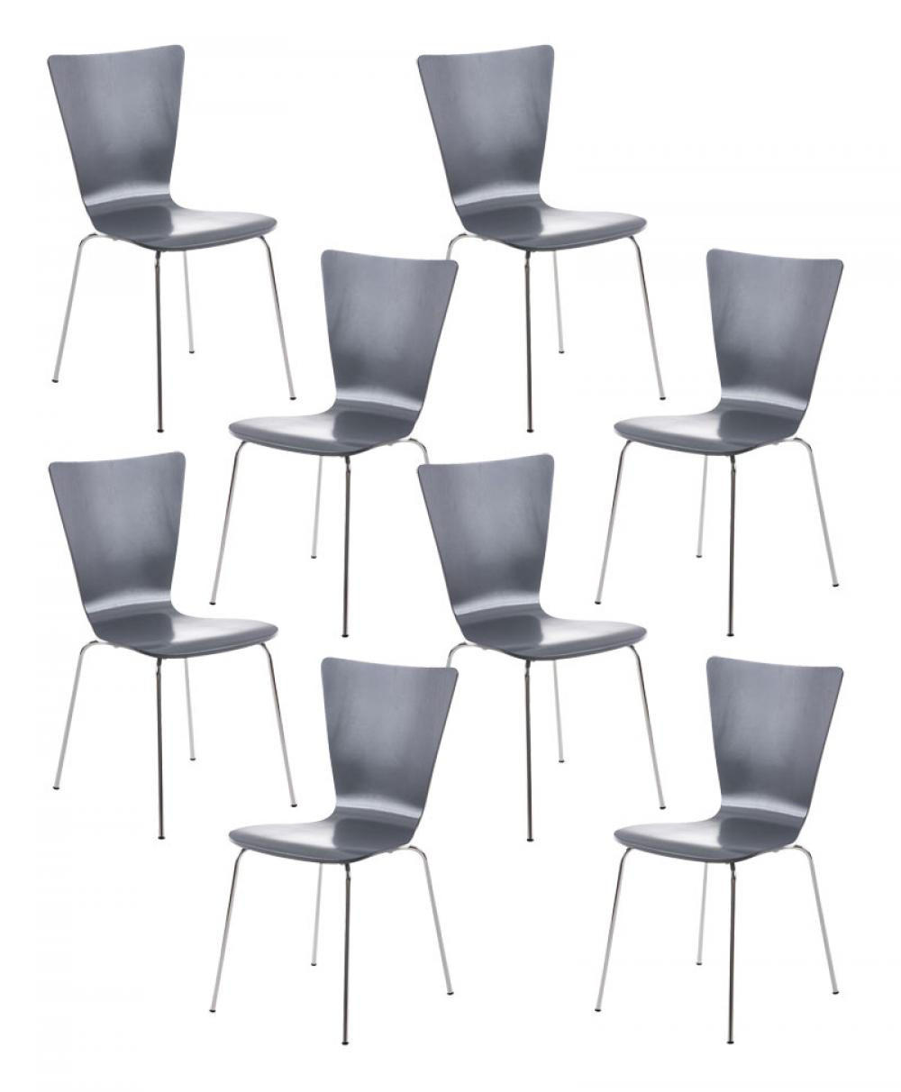 BESUCHERSTUHL 8er Set Holz grau - Grau, Holz/Metall (43/84/50cm) - CLP
